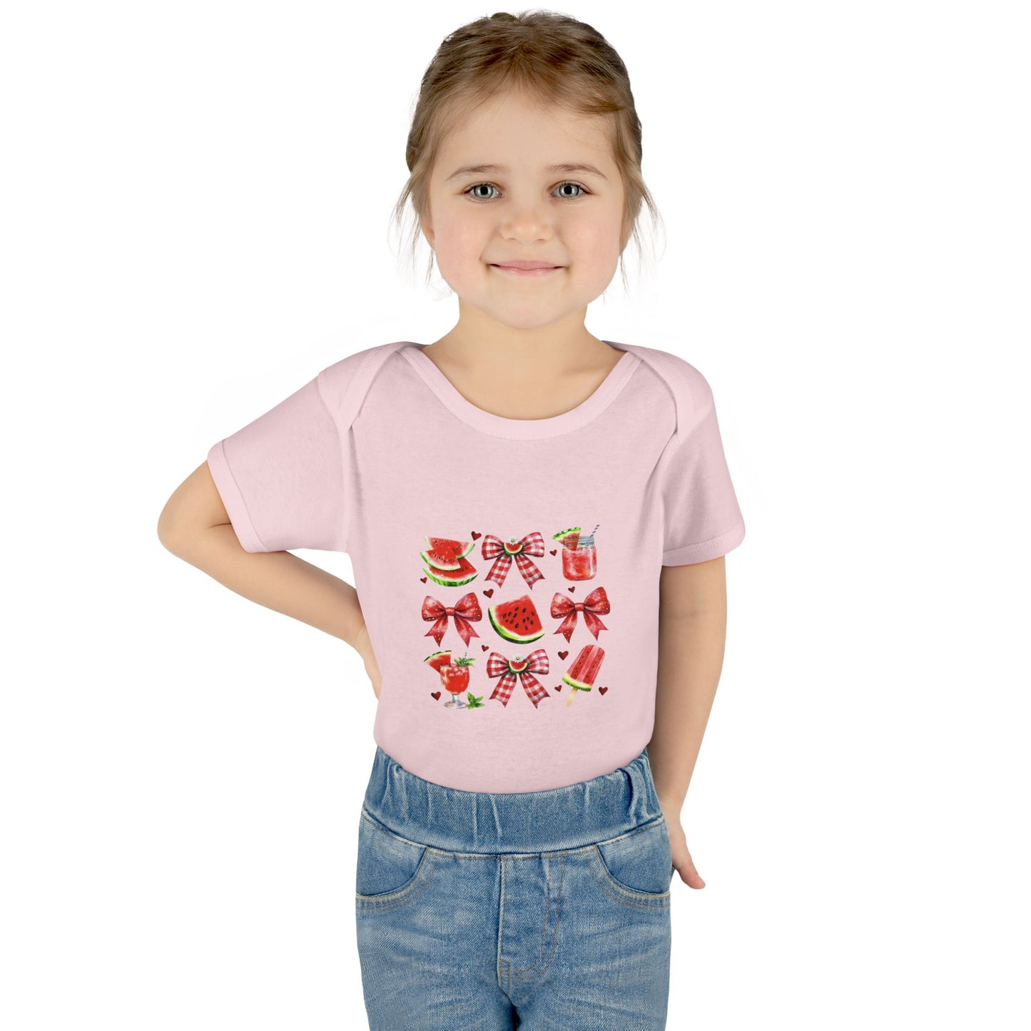 Watermelon Bow Baby Bodysuit – Cute Summer Fruit Onesie for Infants