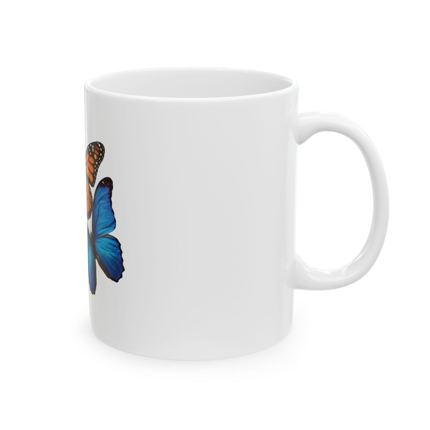 Butterfly Trio Ceramic Mug – Monarch, Swallowtail & Blue Morpho Coffee Cup (11oz/15oz)