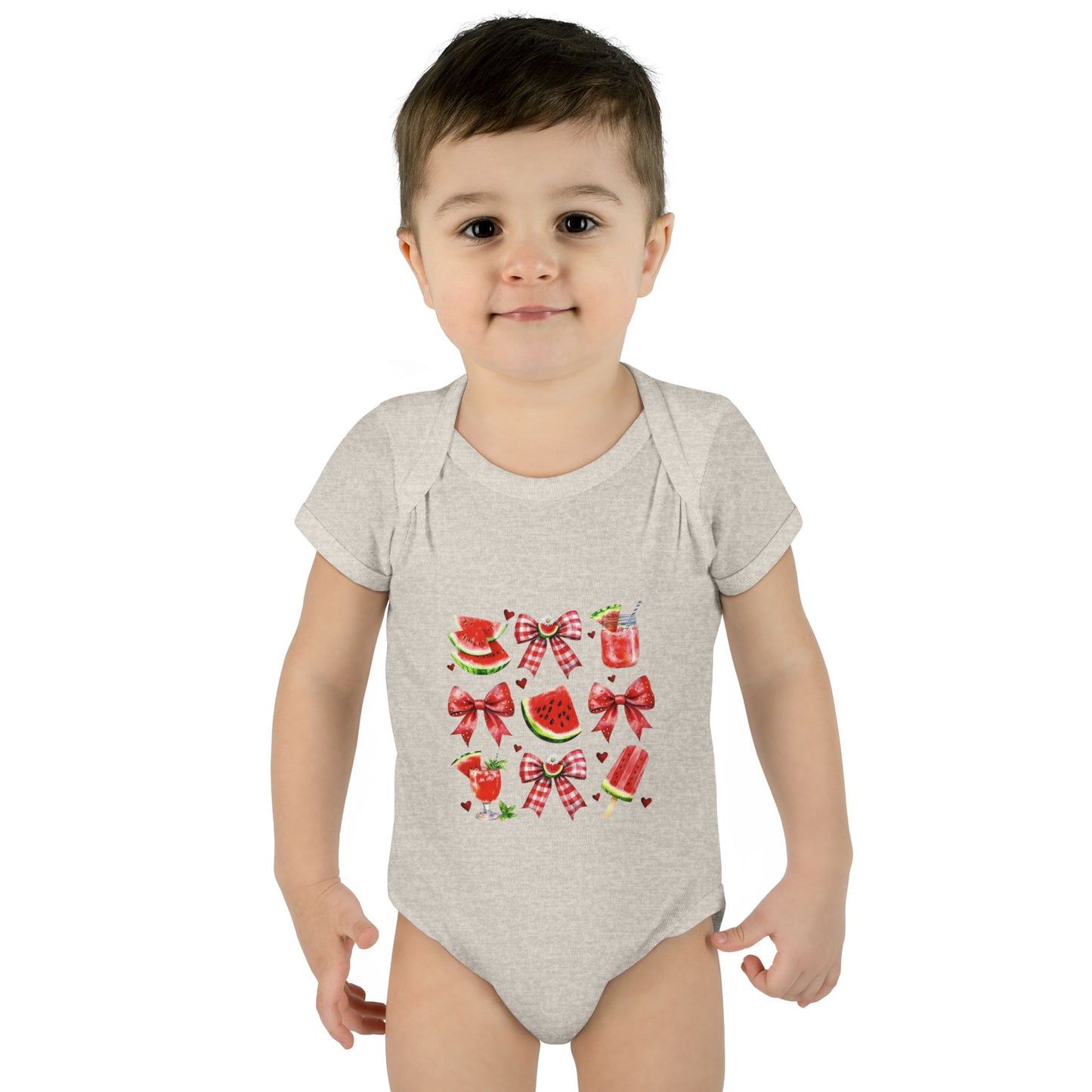 Watermelon Bow Baby Bodysuit – Cute Summer Fruit Onesie for Infants
