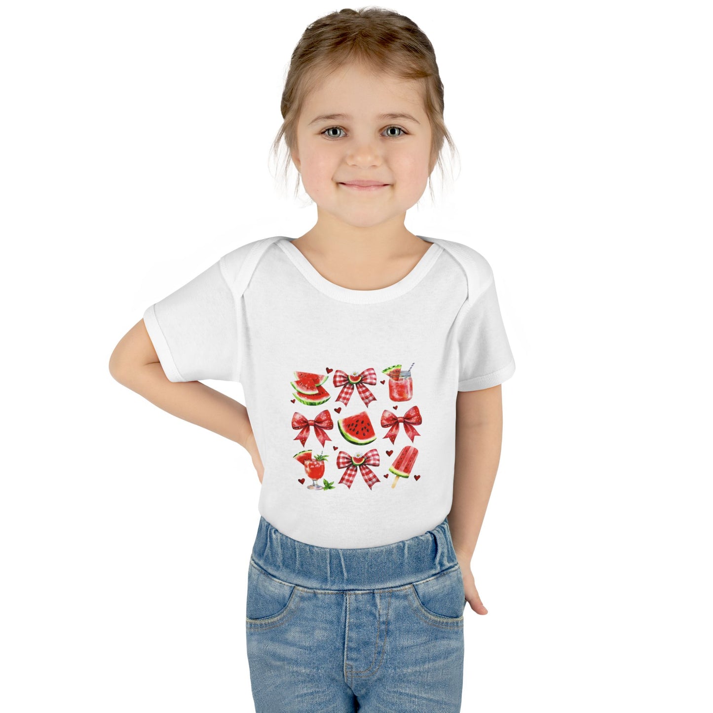 Watermelon Bow Baby Bodysuit – Cute Summer Fruit Onesie for Infants