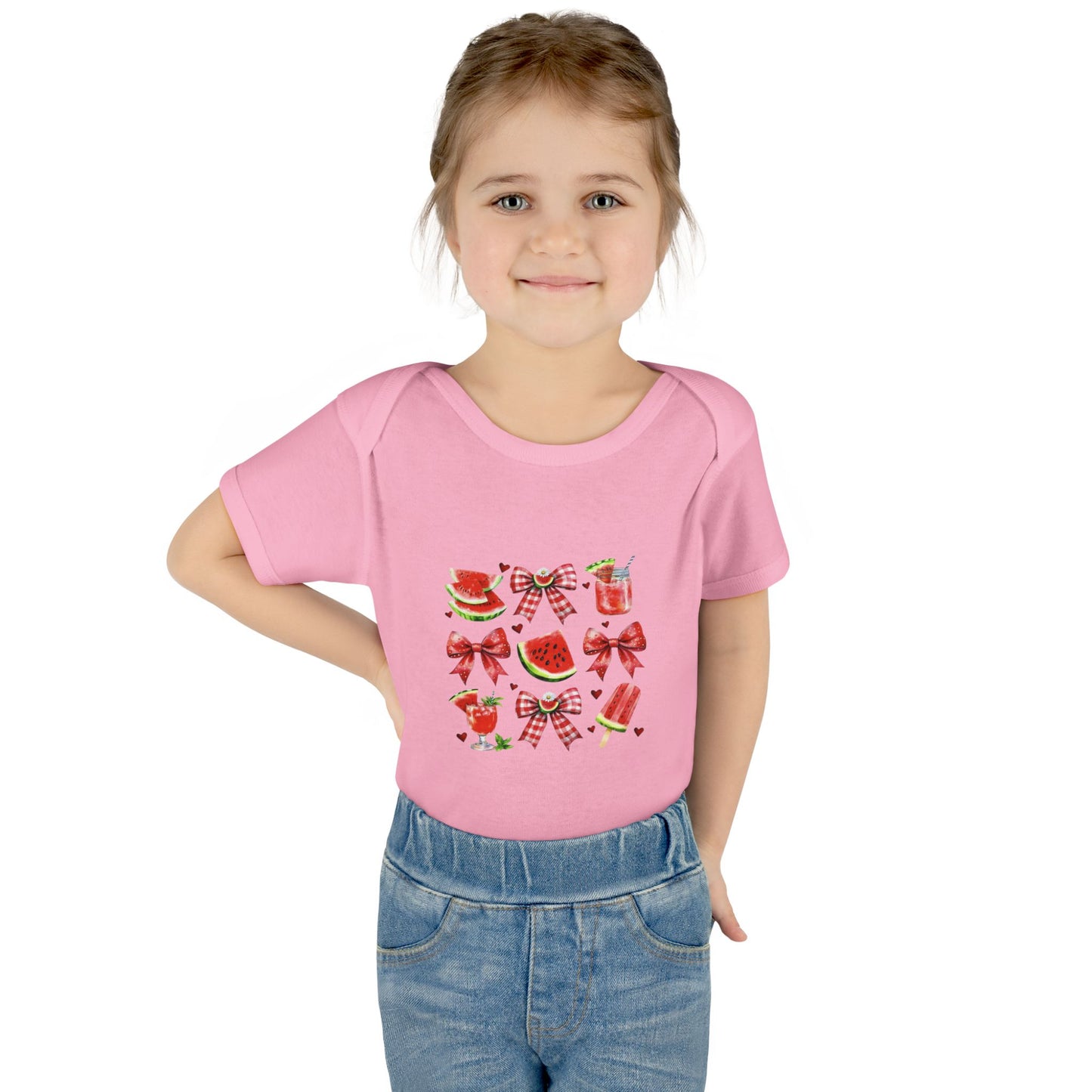 Watermelon Bow Baby Bodysuit – Cute Summer Fruit Onesie for Infants