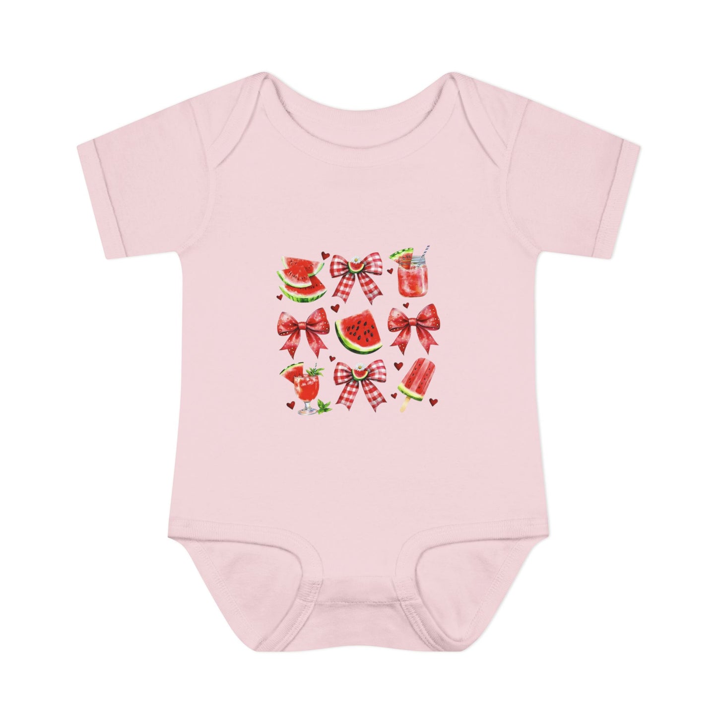 Watermelon Bow Baby Bodysuit – Cute Summer Fruit Onesie for Infants
