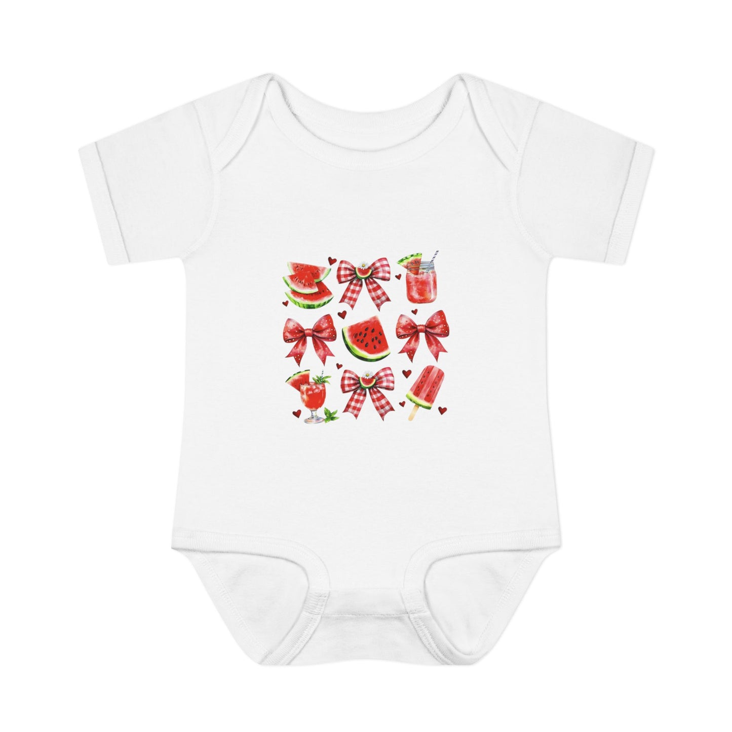 Watermelon Bow Baby Bodysuit – Cute Summer Fruit Onesie for Infants