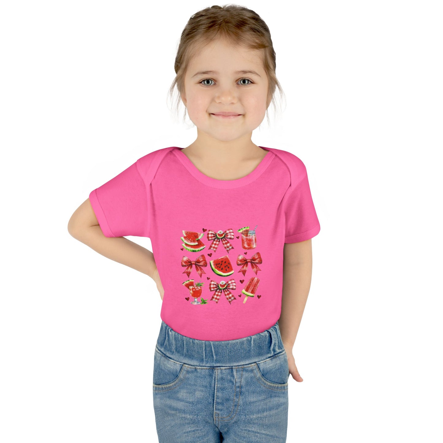 Watermelon Bow Baby Bodysuit – Cute Summer Fruit Onesie for Infants