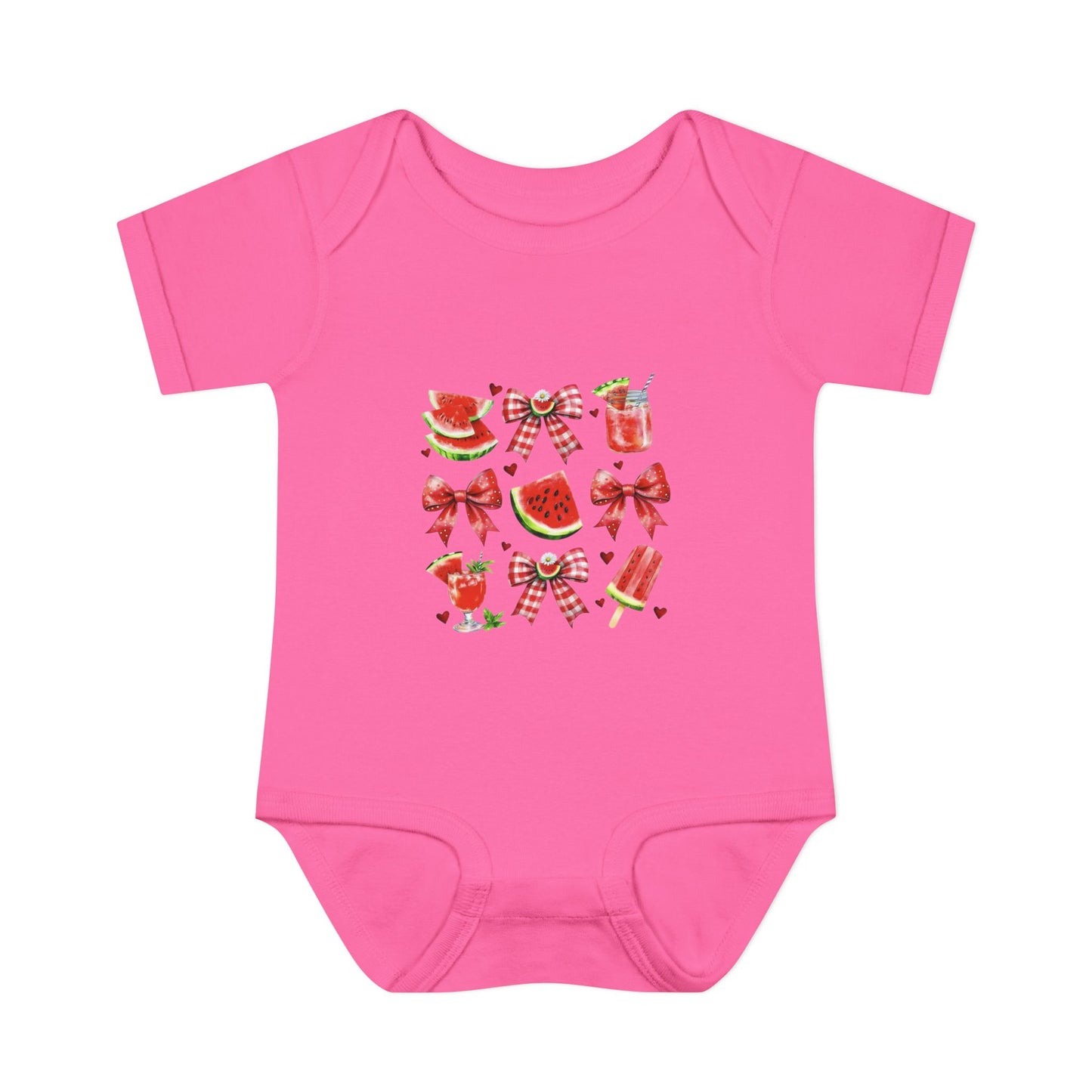 Watermelon Bow Baby Bodysuit – Cute Summer Fruit Onesie for Infants