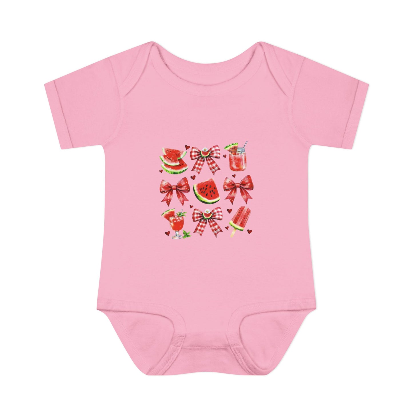 Watermelon Bow Baby Bodysuit – Cute Summer Fruit Onesie for Infants