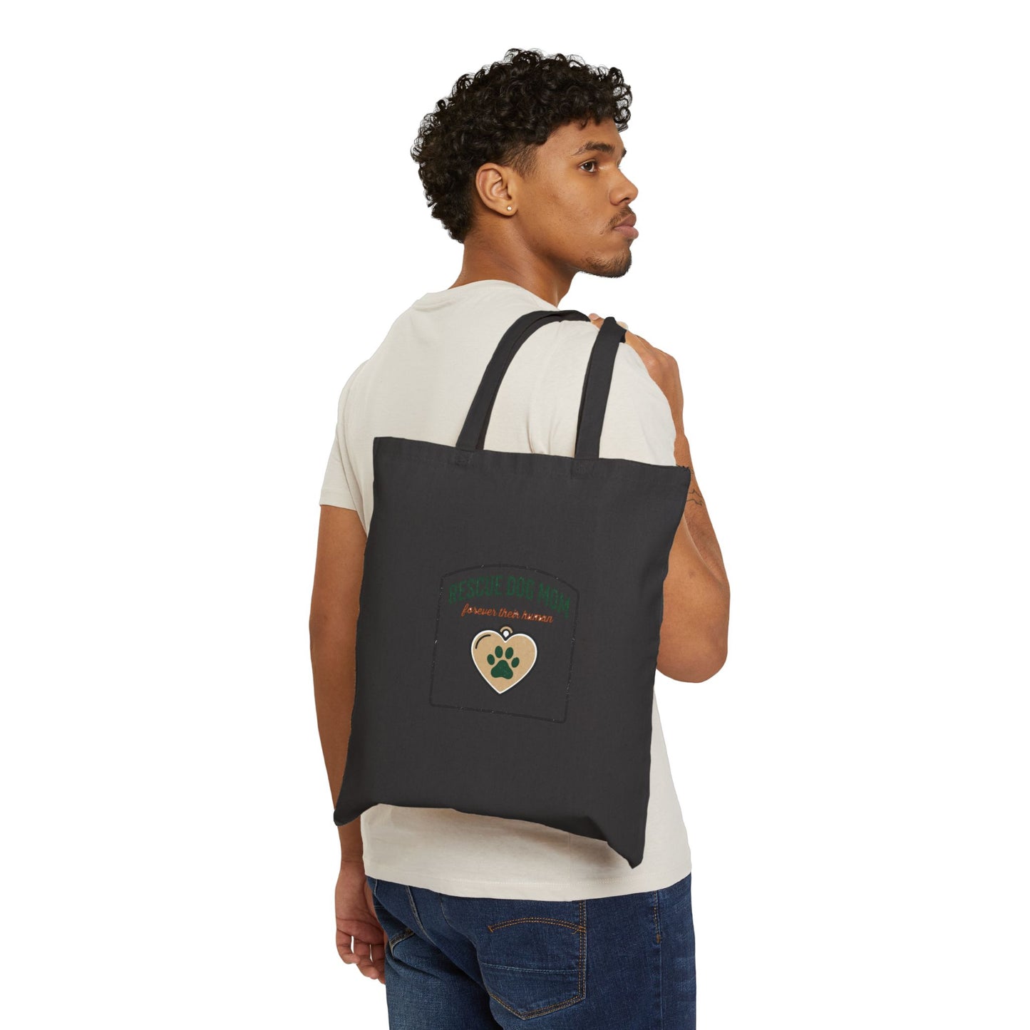 Rescue Dog Mom Tote, rescue pride, fur baby canvas bag